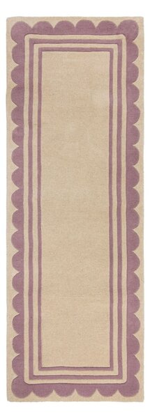 Vijoličen/v naravni barvi ročno tkan volnen tekač 80x230 cm Lois Scallop – Flair Rugs