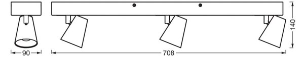 OSRAM LED stropna svetilka NEPTUNE CLICK-SELECT, 3 žarometi, bela, Bela, Dnevna soba / jedilnica, Kovina, Sodobni