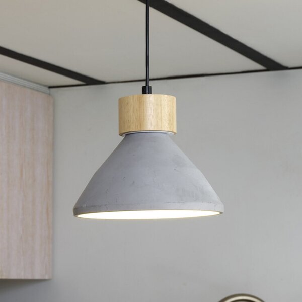 OSRAM viseča svetilka CONCRETE WOOD, siva, Ø 22 cm, beton, E27, zatemnjen, Siva, Dnevna soba / jedilnica, Beton, Mladostno bivanje