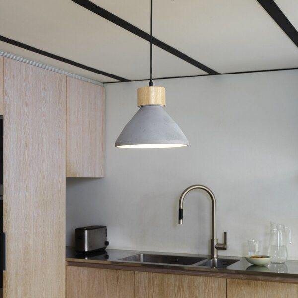 OSRAM viseča svetilka CONCRETE WOOD, siva, Ø 22 cm, beton, E27, zatemnjen, Siva, Dnevna soba / jedilnica, Beton, Mladostno bivanje