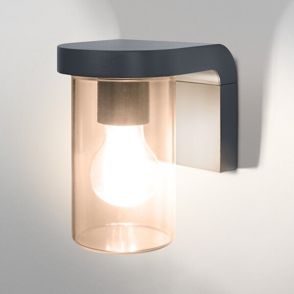 OSRAM zunanja stenska svetilka ENDURA CLASSIC CASCADE, steklo jantar IP44, zatemnjen, Siva, Aluminij, Sodobni