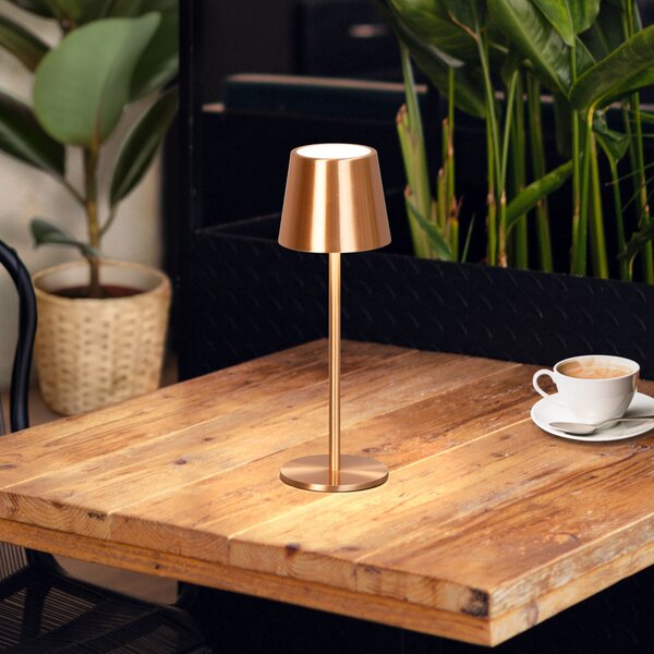 FH Lighting LED namizna svetilka Roxi, bakrena, kovinska, IP54, z dimmerjem, zatemnjen, Bakrena, Dnevna soba / jedilnica, Kovina, Sodobni