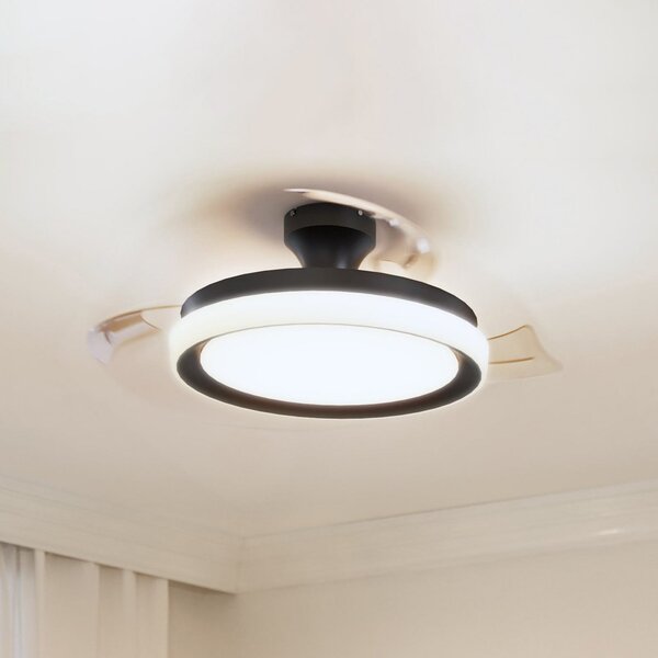 Philips LED stropni ventilator Bliss, črno-bel, DC, tiho delovanje, zatemnjen, Črna, Dnevna soba / jedilnica, Kovina, Sodobni