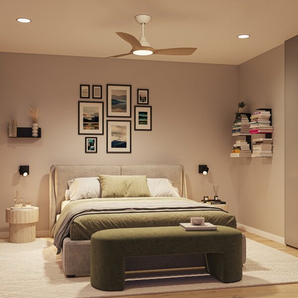 Philips LED ventilator Olas, premer 106 cm, les/bel, CCT, DC, zatemnjen, Bela, Dnevna soba / jedilnica, Plastika, Sodobni
