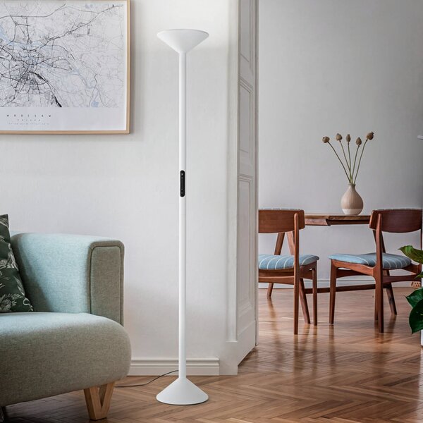 Fabas Luce LED stoječa svetilka Tratto, bela, kovina, CCT, zmožnost zatemnitve, zatemnjen, Bela, Dnevna soba / jedilnica, Kovina, Sodobni