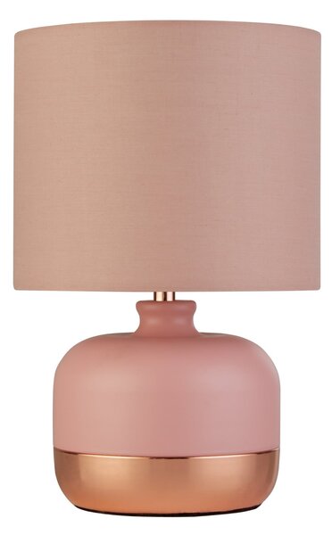 Searchlight Namizna svetilka Tamsin, roza, kovina/tekstil, višina 27 cm, E14, Roza / rosé, Dnevna soba / jedilnica, Tkanine / tekstil, Sodobni