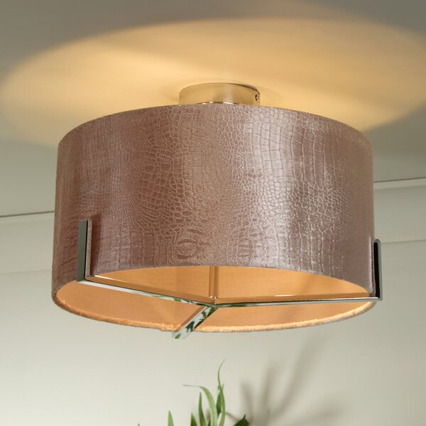 Searchlight Stropna svetilka Kyran, rdeča, kovina, žamet, Ø 40 cm, E27, zatemnjen, Rdeča, Dnevna soba / jedilnica, Tkanine / tekstil, Sodobni