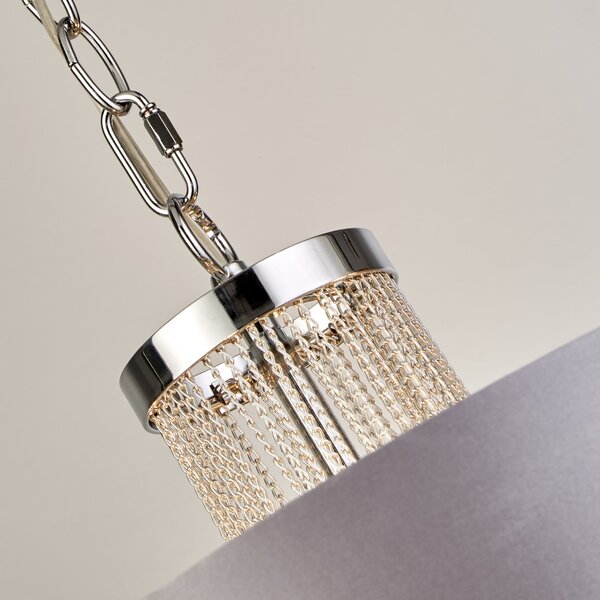 Searchlight Obesna svetilka Alina, siva, kovina, Ø 40 cm, E14, zatemnjen, Siva, Dnevna soba / jedilnica, Tkanine / tekstil, Sodobni