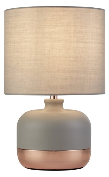 Searchlight Namizna svetilka Tamsin, siva, kovina/tekstil, višina 27 cm, E14, Siva, Dnevna soba / jedilnica, Tkanine / tekstil, Sodobni