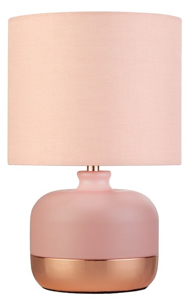 Searchlight Namizna svetilka Tamsin, roza, kovina/tekstil, višina 27 cm, E14, Roza / rosé, Dnevna soba / jedilnica, Tkanine / tekstil, Sodobni