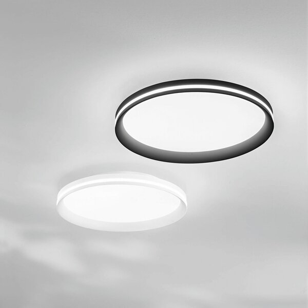 Fabas Luce LED stropna svetilka Isy, črna, Ø 45 cm, kovina, CCT, zatemnilna, zatemnjen, Črna, Dnevna soba / jedilnica, Kovina, Sodobni