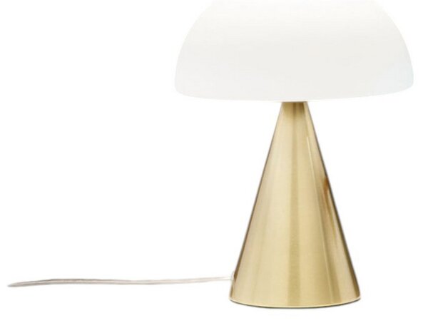 Fabas Luce LED namizna svetilka Blip, medenina/bela, steklo, CCT, dotik dimmer, zatemnjen, Zlata / medeninasta, Dnevna soba / jedilnica, Steklo, Sodobni