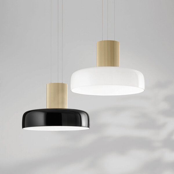 Fabas Luce LED obesna svetilka Lunar, črna/zlata, steklo, CCT, zatemnilna, zatemnjen, Črna, Dnevna soba / jedilnica, Steklo, Sodobni