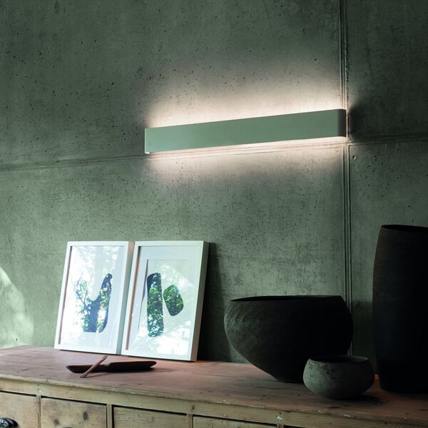 IDEAL LUX LED-stenna svetilka Delta, bela, širina 83 cm, 3.000 K, Bela, Dnevna soba / jedilnica, Aluminij, Sodobni, Stenska kotna