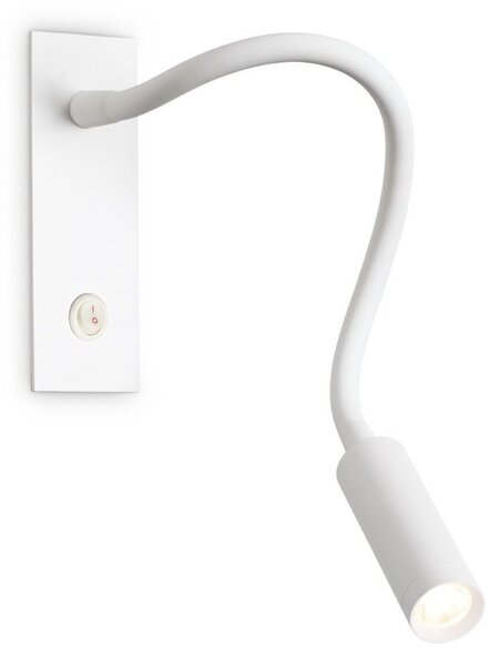 IDEAL LUX Ideal Lux LED stenska svetilka IO, bela, gibljiv ročaj, stikalo, Bela, spalnica, Aluminij, Sodobni