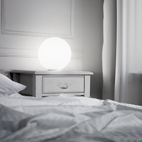 IDEAL LUX Ideal Lux namizna svetilka Mapa, Ø 20 cm, opalno steklo, krogla, E27, Bela, Dnevna soba / jedilnica, Steklo, Globus