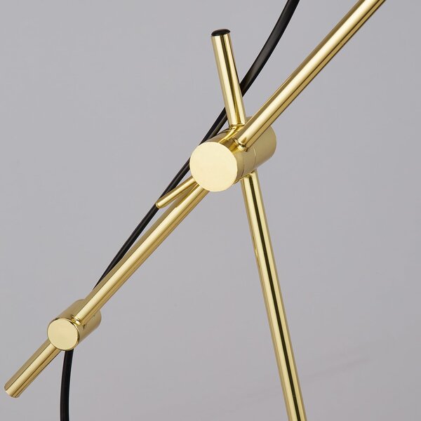 Searchlight Stojna svetilka Zaliha, črna/zlata, kovina, 120 cm, E27, Črna, Dnevna soba / jedilnica, Kovina, Sodobni