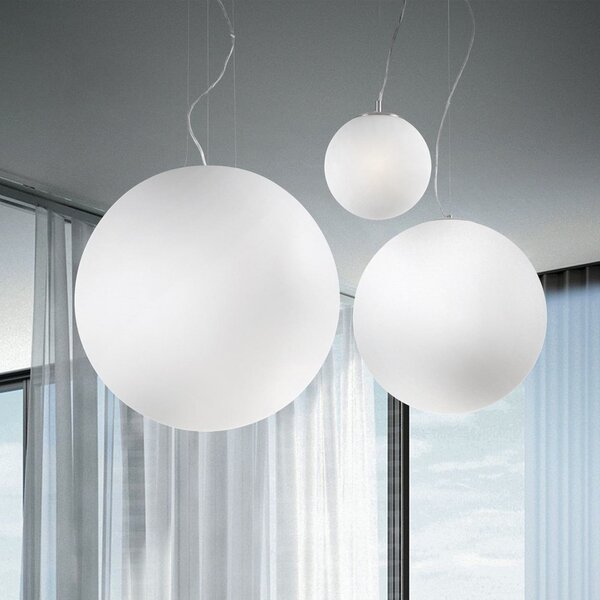 IDEAL LUX Ideal Lux obesna svetilka Mapa, Ø 20 cm, opalno steklo, krogla, zatemnjen, Bela, Dnevna soba / jedilnica, Steklo, Sodobni, Globus
