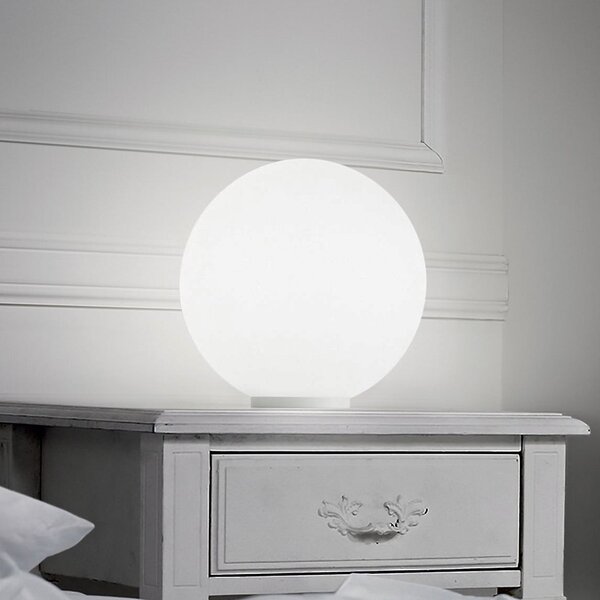 IDEAL LUX Ideal Lux namizna svetilka Mapa, Ø 20 cm, opalno steklo, krogla, E27, Bela, Dnevna soba / jedilnica, Steklo, Globus