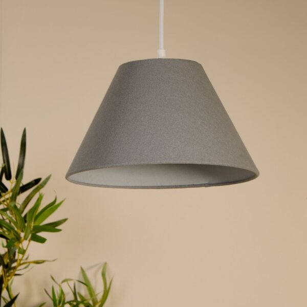Searchlight Obesna svetilka Lyta, siva, Ø 28 cm, tekstil, E27, stožčasta oblika, zatemnjen, Siva, Dnevna soba / jedilnica, Tkanine / tekstil, Skandinavski