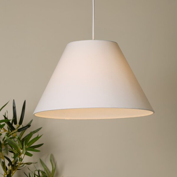 Searchlight Obesna svetilka Lyta, bela, Ø 38 cm, tekstil, E27, stožčasta oblika, zatemnjen, Bela, Dnevna soba / jedilnica, Tkanine / tekstil, Skandinavski
