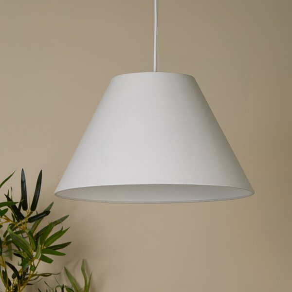 Searchlight Obesna svetilka Lyta, bela, Ø 38 cm, tekstil, E27, stožčasta oblika, zatemnjen, Bela, Dnevna soba / jedilnica, Tkanine / tekstil, Skandinavski