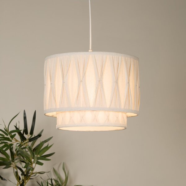 Searchlight Obesna svetilka Wieka, bež, platno, Ø 30 cm, E27, zatemnjen, Bež, Dnevna soba / jedilnica, Tkanine / tekstil, Skandinavski