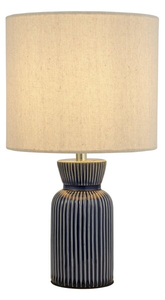Searchlight Namizna svetilka Jeshua, modra/bela, keramika/tekstil, 39 cm, E24, Bela, Dnevna soba / jedilnica, Tkanine / tekstil, Skandinavski