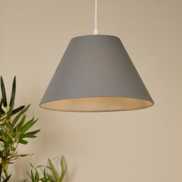 Searchlight Obesna svetilka Lyta, siva, Ø 28 cm, tekstil, E27, stožčasta oblika, zatemnjen, Siva, Dnevna soba / jedilnica, Tkanine / tekstil, Skandinavski