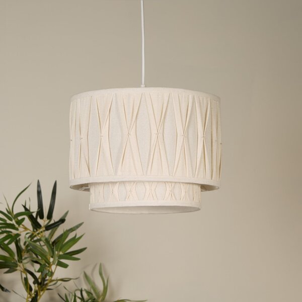 Searchlight Obesna svetilka Wieka, bež, platno, Ø 30 cm, E27, zatemnjen, Bež, Dnevna soba / jedilnica, Tkanine / tekstil, Skandinavski