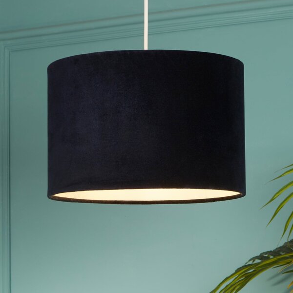 Searchlight Obesna svetilka Mersana, Ø 30 cm, temno modra, žamet, E27, zatemnjen, Modra, Dnevna soba / jedilnica, Tkanine / tekstil, Skandinavski