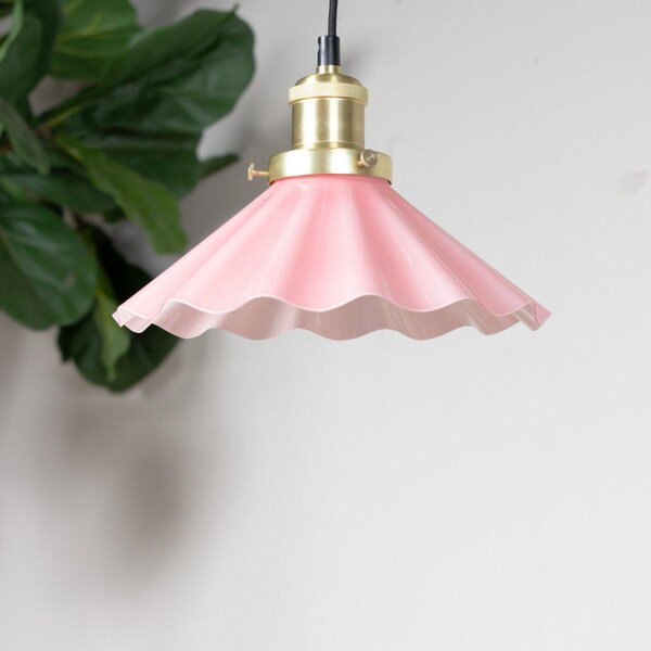 PR Home obesna svetilka August, Ø 25 cm, roza, vtič, Roza / rosé, Dnevna soba / jedilnica, Steklo