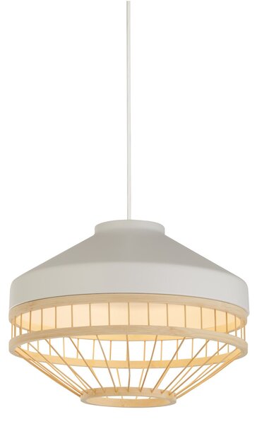 Searchlight Obesna svetilka Lanya, bela, jeklo/bambus, Ø 30 cm, E27, zatemnjen, Les, Dnevna soba / jedilnica, Bambus, Skandinavski
