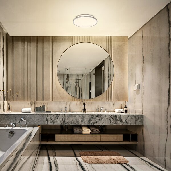 OSRAM LED stropna svetilka BATHROOM, krom, Ø 30 cm, IP44, CCT, Kovinska, Kopalnica, Aluminij, Sodobni