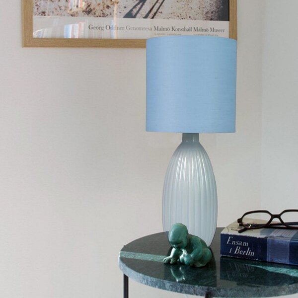 PR Home Namizna svetilka Uno, modra, višina 37 cm, tekstil/keramika, Modra, Dnevna soba / jedilnica, Keramika, Sodobni