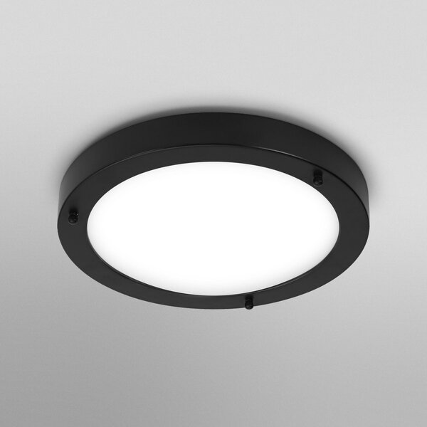 OSRAM stropna svetilka BATHROOM, črna Ø 31 cm kovina/steklo IP44, zatemnjen, Črna, Kopalnica, Kovina, Sodobni
