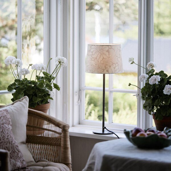 PR Home Namizna svetilka BASE ACANTHUS, bela/srebrna, 58 cm, Bela, Dnevna soba / jedilnica, Kovina