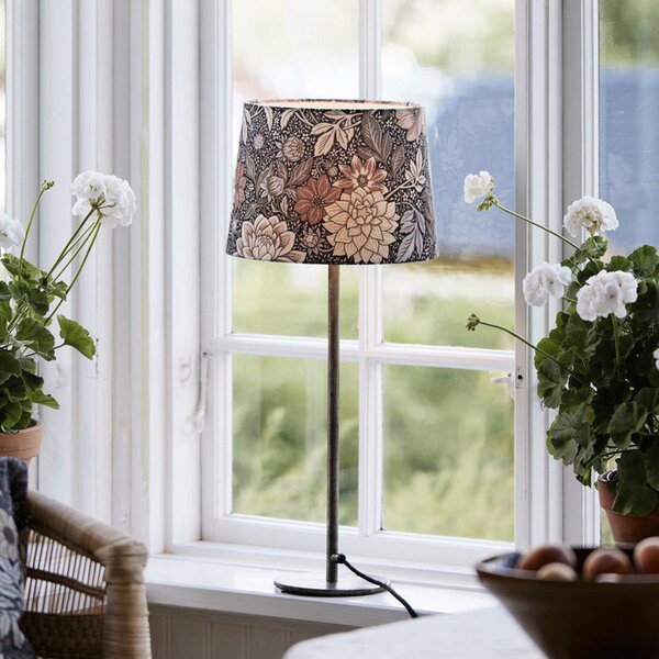 PR Home Namizna svetilka BASE DAHLIA, rjava, višina 58 cm, tkanina, Rjava / rjasta, Dnevna soba / jedilnica, Kovina