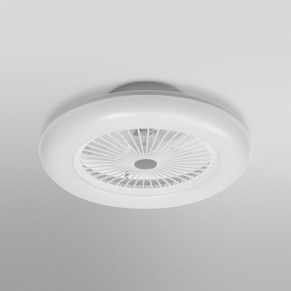 OSRAM SMART+ WiFi LED stropni ventilator ROUND bel tiho 55 cm, zatemnjen, Bela, Dnevna soba / jedilnica, Plastika, Sodobni