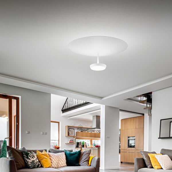 Fabas Luce LED stropna svetilka Yuko, bela, kovina, višina 23 cm, z možnostjo zatemnitve, zatemnjen, Bela, Dnevna soba / jedilnica, Kovina, Sodobni