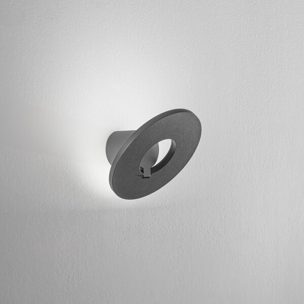 Fabas Luce LED zunanja stenska svetilka Elite, temno siva, kovina, Ø 24 cm, IP54, Črna, Aluminij, Sodobni