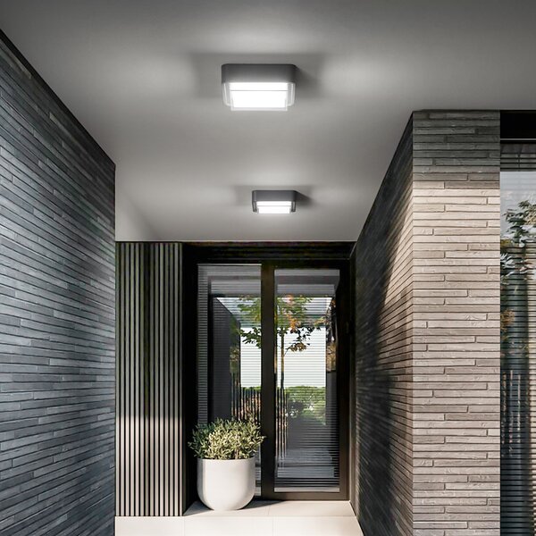 Fabas Luce LED zunanja stropna svetilka Diuk, temno siva, kovina, IP65, Črna, Aluminij, Sodobni