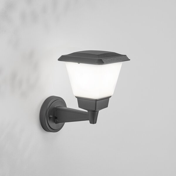 Fabas Luce Zunanja stenska svetilka Lena, temno siva, kovina, E27, 27 cm, IP54, zatemnjen, Črna, Aluminij, Sodobni