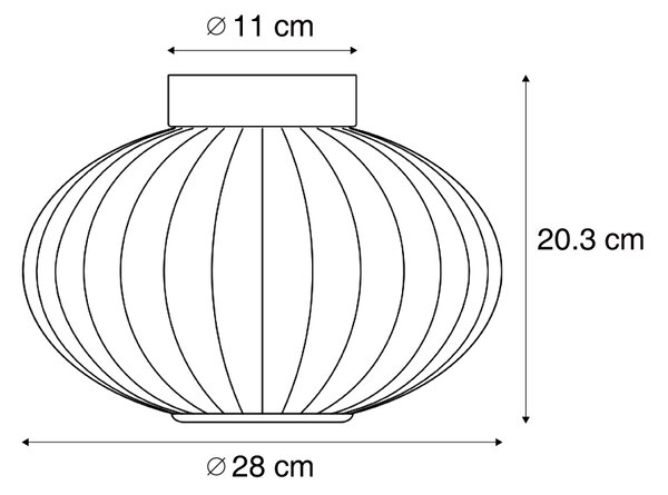 Dizajnerska stropna svetilka črna 28 cm z vijoličnim steklom vklj. LED 3-stopenjsko zatemnjevanje - Margherite