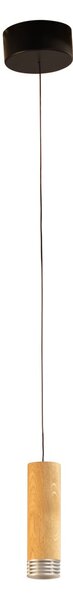 FISCHER & HONSEL LED obesna svetilka Shine-Wood, Ø 13 cm hrast/črna les/akril, zatemnjen, Les, Dnevna soba / jedilnica, Les