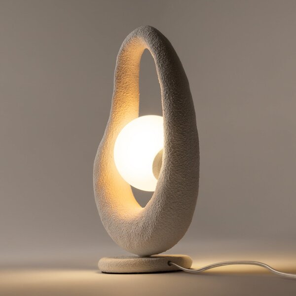 Maytoni LED namizna svetilka Opus, bela, kovina/steklo, višina 38 cm, Bela, spalnica, Kovina
