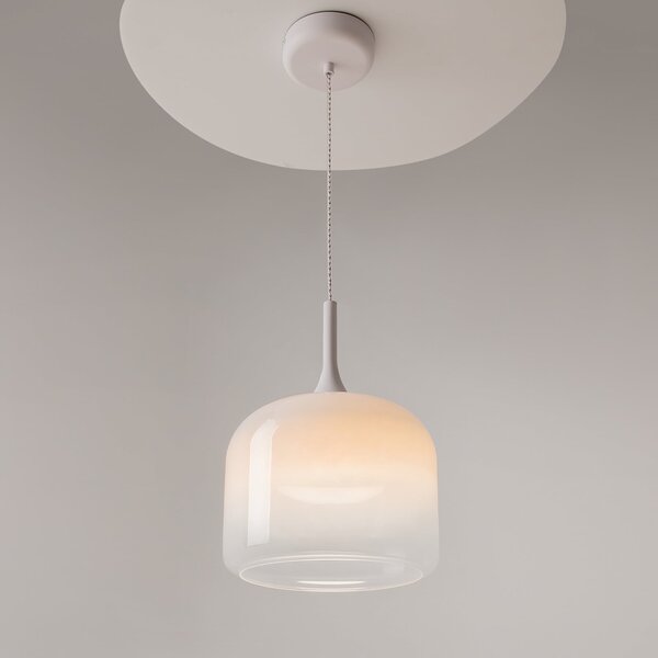 Maytoni LED obesna svetilka Spirito, bela, steklo/kovina, Ø 26 cm, Bela, Dnevna soba / jedilnica, Steklo