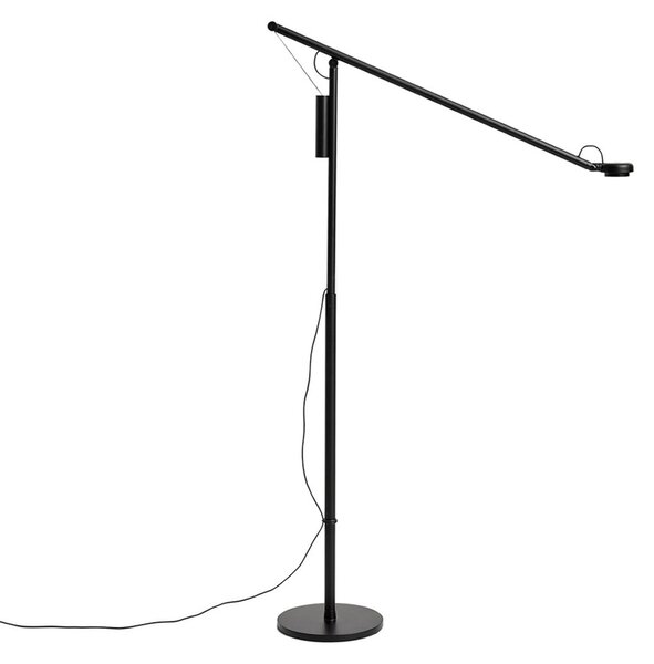 HAY LED-stoječa svetilka Fifty-Fifty, črna, višina 135 cm, z možnostjo, zatemnjen, Črna, Dnevna soba / jedilnica, Aluminij, Dizajn