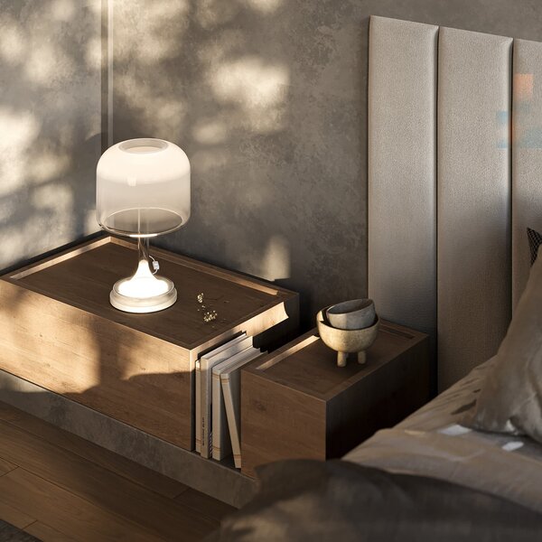 Maytoni LED namizna svetilka Spirito, bela, steklo, višina 42 cm, Bela, Dnevna soba / jedilnica, Steklo