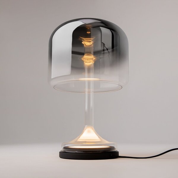 Maytoni LED namizna svetilka Spirito, siva, steklo, višina 42 cm, Siva, Dnevna soba / jedilnica, Steklo